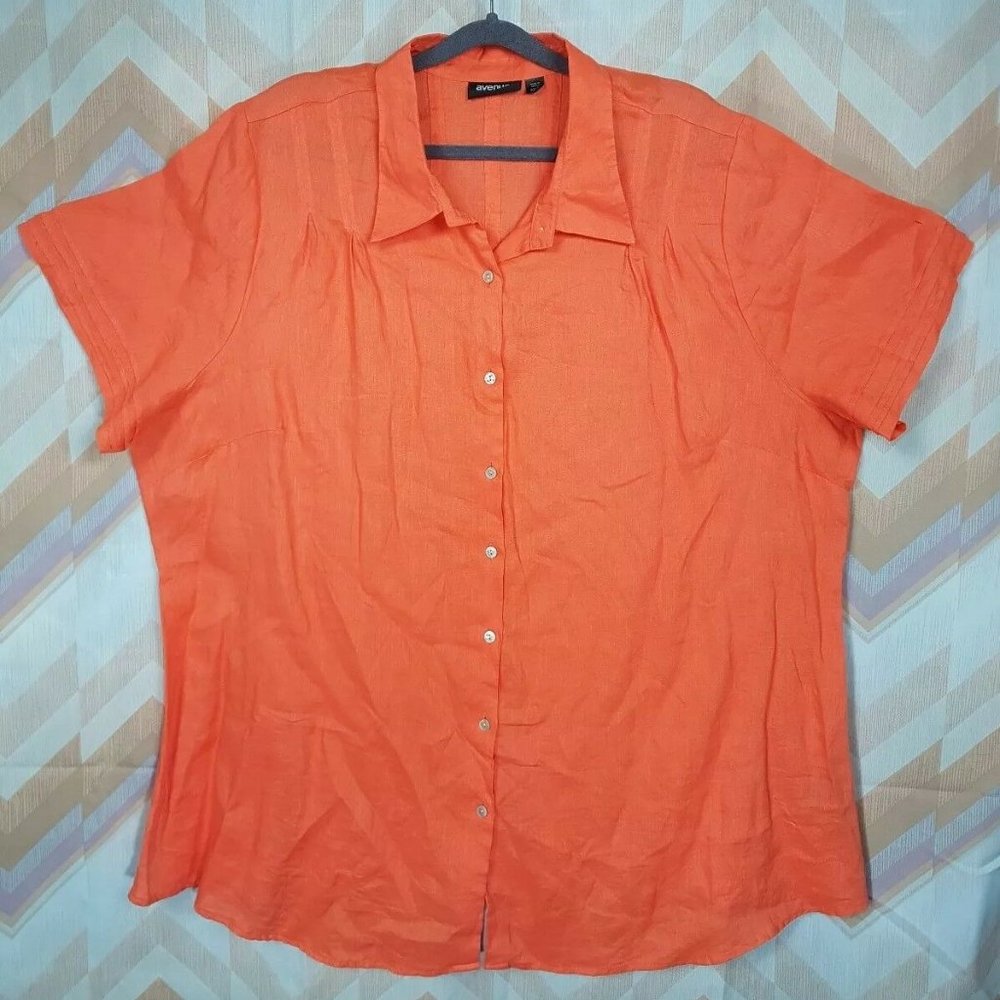 Orange Button front short sleeve shirt